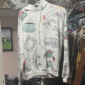FRIENDS White Graphic Hoodie Sweater